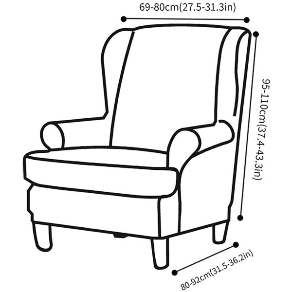 Mercer41 2Pieces Stretch Wing Chair Covers Soft Velvet Stretch